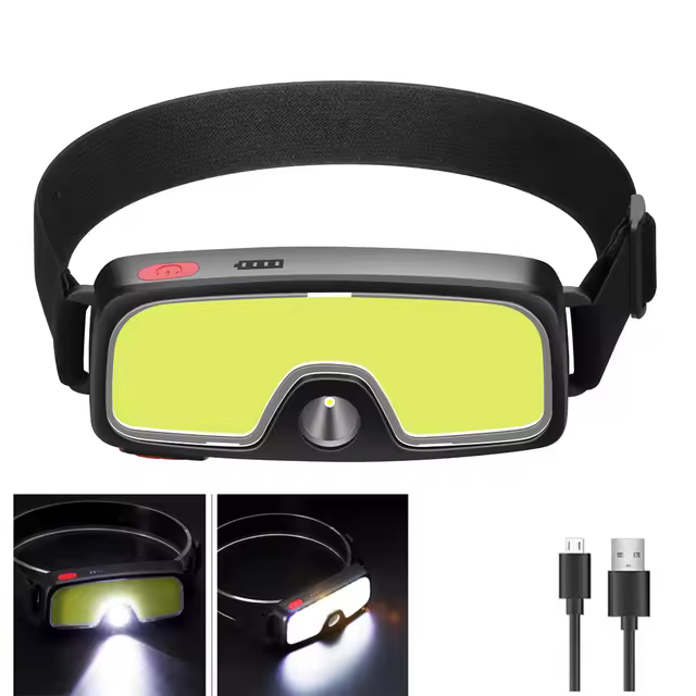 Lámpara De Cabeza LED Portátil Nueva Actualización Con Batería Integrada De 1200mah COB Lámpara Frontal USB-C Recargable Impermeable Linterna Para Camping Y Pesca - 1