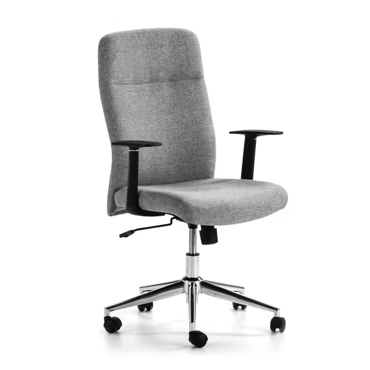 Sillón de Oficina VS Venta-Stock Tapizado en Tela Gris Claro/oscuro con Ajuste de Altura y Mecanismo Basculante - 1