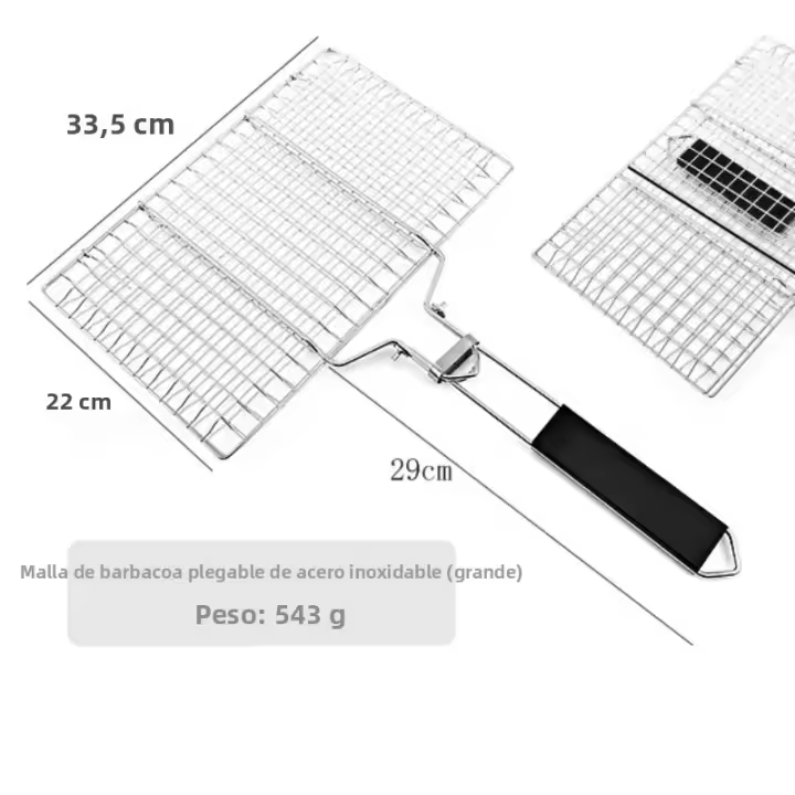 Cesta De Asado En Acero Inoxidable Con Sello Antideslizante Para Carne Y Vegetales Herramienta De Barbecue Resistente Al Calor Fácil De Limpiar Para Picnics Y Fiestas - 1