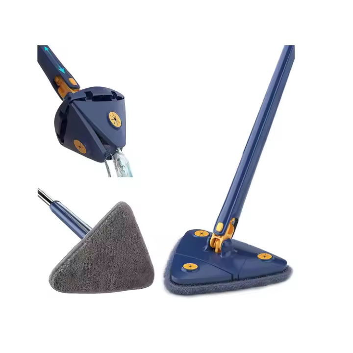 Mopa Triangular Apta Para Limpiar Suelos y Paredes. Gira 360º. Autoescurrible. Con Paño de Microfibra de Alta Capacidad de Absorción. Ligera. Cómoda.  Limpia Superficies Mojadas y Secas. - 1