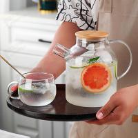 Tetera, Jarra de Agua de Vidrio con diseño de tapa de Madera, teteras para Cocina y Hogar. - details 2