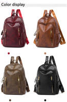 Mochila De Cuero Para Mujer 2024 Lujo Casual Vintage Con Bolsillos Internos Y Externos Cierre De Cremallera Bolsa Escolar Para Niñas - details 4