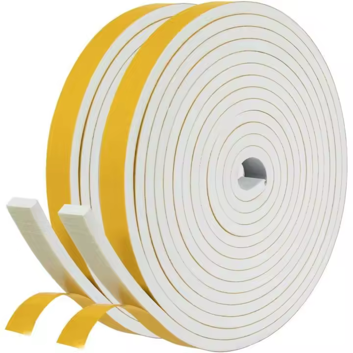 Draft Excluder Tape for Doors, 2 Rolls 12 mm(W) x 6 mm(T) x 4M (L) Weather Stripping, Draught Excluder Seal Strip for Window, Closed Cell Self Adhesive Weather Seal Strip, Total 8M Long, White - 1