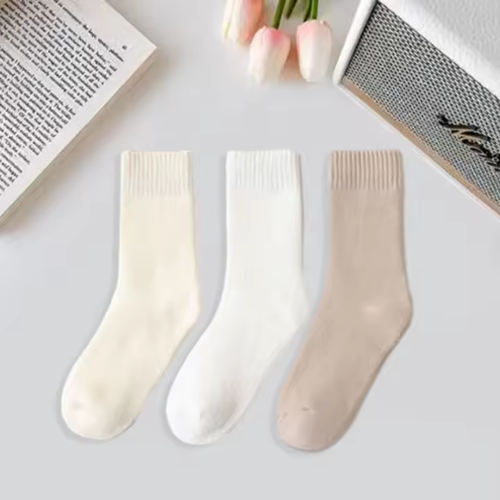 Calcetines Gruesos Y Cálidos Para Mujer Diseño Sólido Casual Para Otoño E Invierno Calcetines Para Dormir En Piso - 1