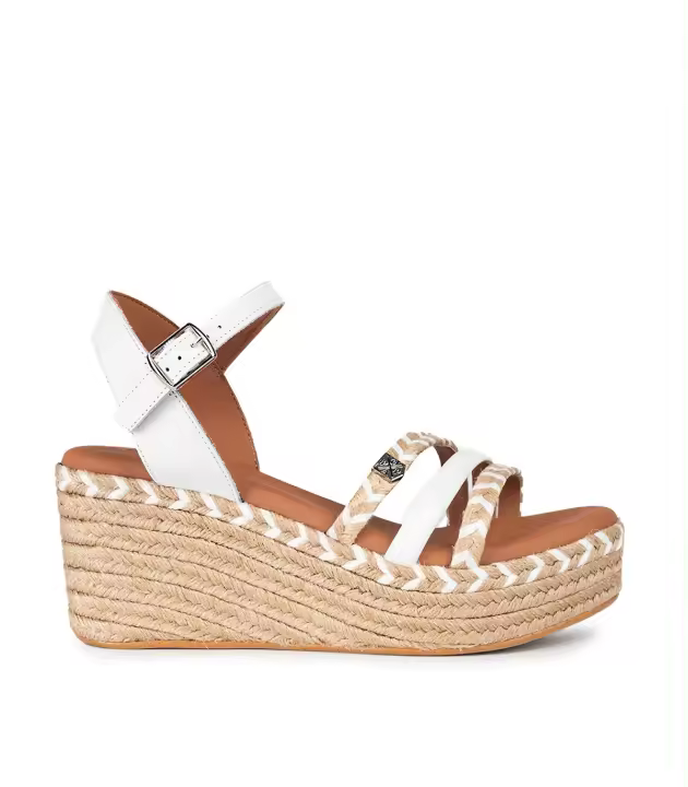Sandalias de yute con cuña blancas Popa Albany en cuerda para mujer - 1