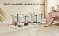 SONGMICS Jaula para Mascotas, Valla Metálica para Hámster, Conejitos, Parque de Mascotas en Bricolaje, para Animalitos, Negro/Blanco - details 0