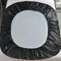 3Pcs Sábana De Satén Negro Ajustable Para Cama Twin Full Queen King Con Banda Elástica Y Fundas De Almohada Color Sólido De Seda Helada - details 5