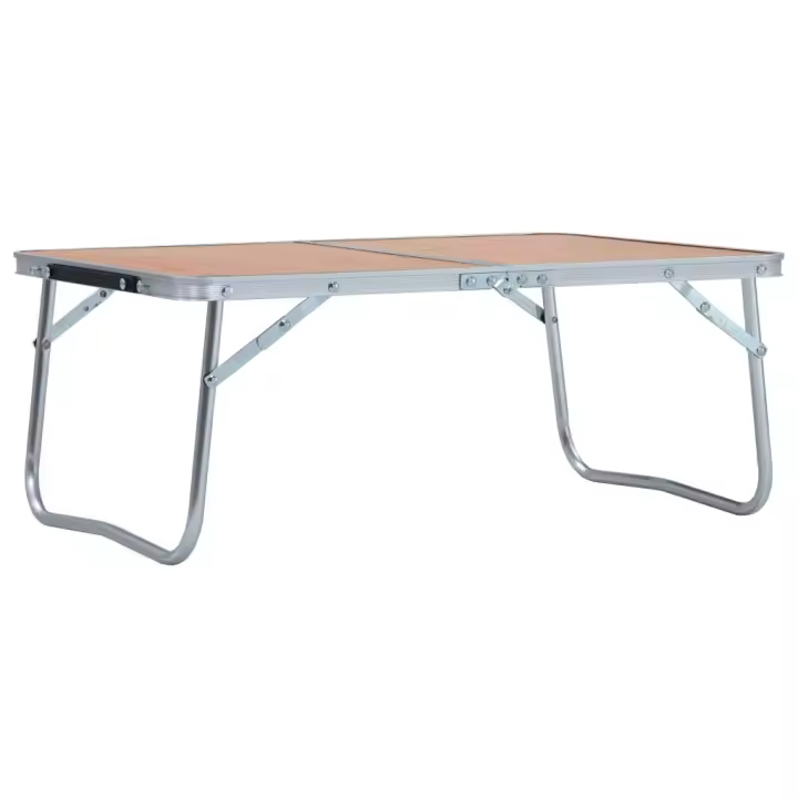 vidaXL Mesa de camping plegable aluminio marrón 60x40 cm - 1
