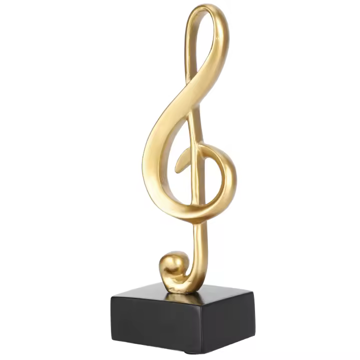 Estatua De Nota Musical De Resina Sintética Dorada Decoración De Simbología Musical Para Estudio Y Oficina Moderno Estilo - 1