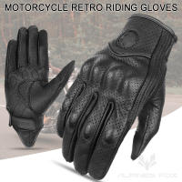 SUOMY Guantes De Motocicleta Retro Marrón De Cuero Real Para Verano Guantes De Café Racer Con Perforación Y Toque De Pantalla Para Scooter - details 2