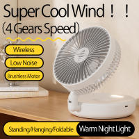 Ventilador Portátil Recargable De 5000mAh Pequeño Y Plegable Con Luz Nocturna 90° Montado En La Pared 4 Velocidades Para Oficina Y Hogar - details 6