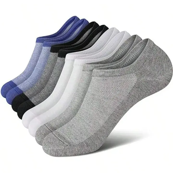 4 Pares De Calcetines Para Hombre Verano Anti-Odor Absorbente De Sudor Delgados Cortos Transpirables Color Sólido Calcetines De Barco - 1