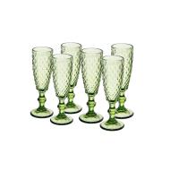 MAXHOME-Juego de 6 copas de vino vintage, copas de agua de vidrio de colores de 170 ML, patrón único en relieve, cristalería de tallo transparente de alta calidad, copas de bebida para boda, fiesta, bar - details 0