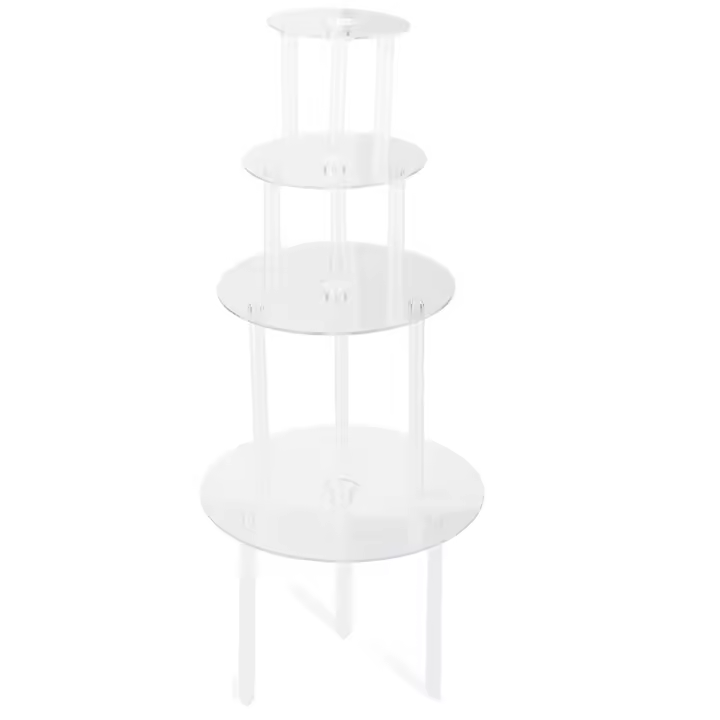 Plato de soporte para pasteles, 4 soportes reutilizables para pasteles con 12 varillas de espiga de plástico, soportes para pasteles para decoración de pasteles de varios niveles - 1