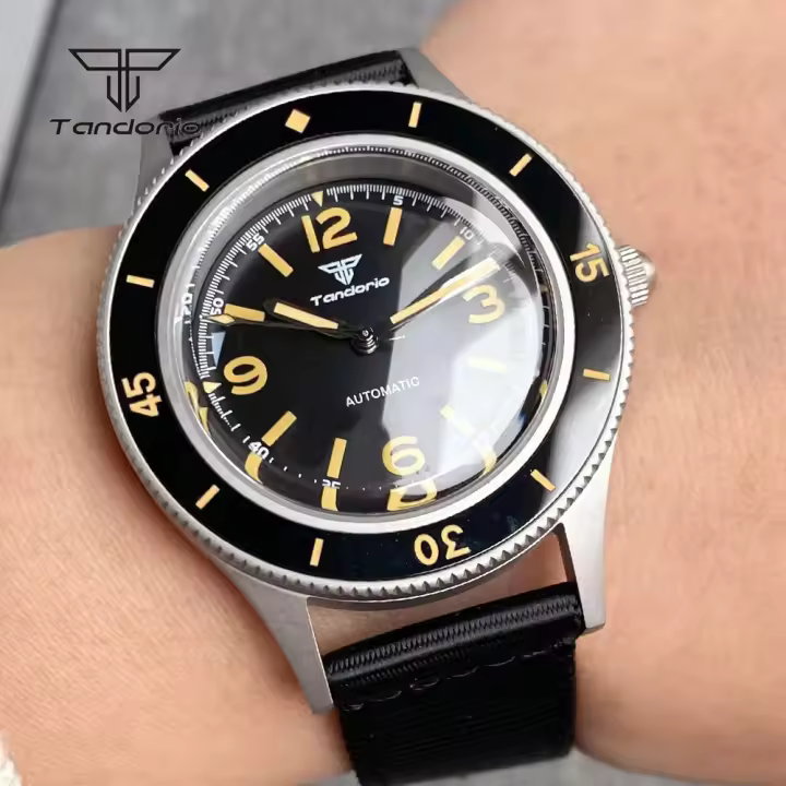 Reloj Automático Tandorio Domed Sapphire Crystal NH35 Vintage 40mm Para Hombres Luminoso Buzón De 120 Clicks 20atm Mecánico - 1