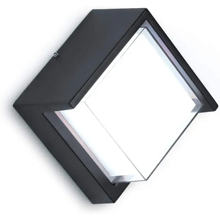 Aplique LED para exteriores de 12 W, forma cuadrada, carcasa de aluminio, resistente al agua IP65, interior y exterior, luz blanca cálida (3000 K) [Clase de eficiencia energética A+] - 1