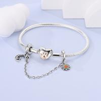 Cadena De Seguridad De Plata Esterlina 925 Estrella Luna Corazón Bordeado Con Clip De Silicona Para Pulsera Original Joyería DIY Regalo - details 27