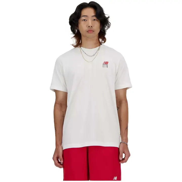 Camiseta de Manga Corta New Balance  para hombre en color blanco - 1