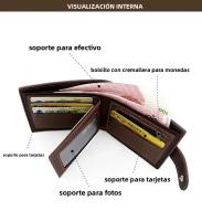 Cartera Corta Para Hombre De Cuero PU De Alta Calidad Porta Tarjetas Y Fotos Pequeña Monedero 3-Plegable Estilo Slim - details 6