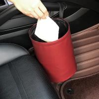Bandeja De Basura Plegable Para Coche Organizador De Residuos Impermeable Almacenamiento Interior De Coche Y Autobús Material De Cuero PU Forma Redonda - details 0