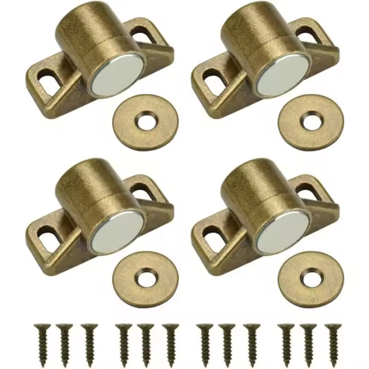 4PCS Aimant pour Porte Placard Loquet de Porte Magnétique Fermeture de Porte Aimantée avec 4 Rondelles et 12 Vis Fermeture Magné - 1