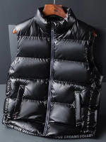 Chaleco De Algodón Grueso Para Hombres Moda Otoño/Invierno 2024 Estilo Casual Cuello Erguido Brillante Tamaño Grande Con Bolsillos Y Cierre De Cremallera - details 7