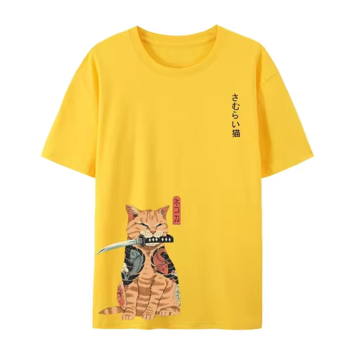 Camiseta De Hombre Con Estampado De Gato Animal Harajuku Casual Ligera De Verano Talla Europea Manga Corta Estilo Sencillo - 1