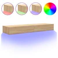 vidaXL Muebles de TV con luces LED 2 uds 60x35x15,5 cm, Mueble de Salon, Mueble TV, Mueble TV salon, Mesa de TV, Mueble tele - details 0