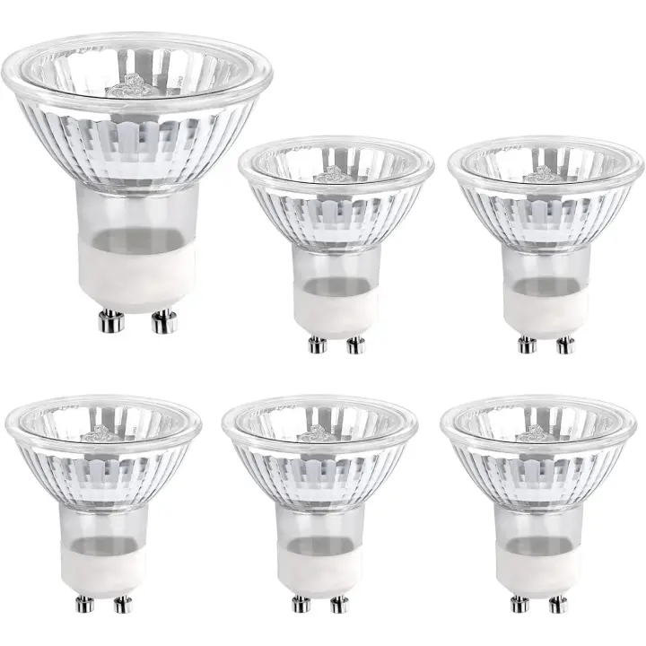Bombilla halógena GU10 35 W 230 V, 380 lm, luz blanca cálida 2700 K, bombilla halógena regulable, para iluminación de armarios, luces de exposición, paquete de 6 - 1