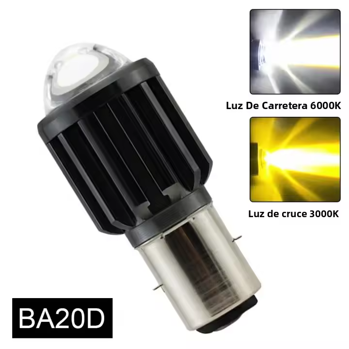 1pcs Bombilla De Moto LED 12V H4/HS1 H6/BA20D 15W 6 COB Luz Blanca Amarilla 1200LM 6000K Hi/Lo Beam Alta Calidad Para Motocicleta - 1
