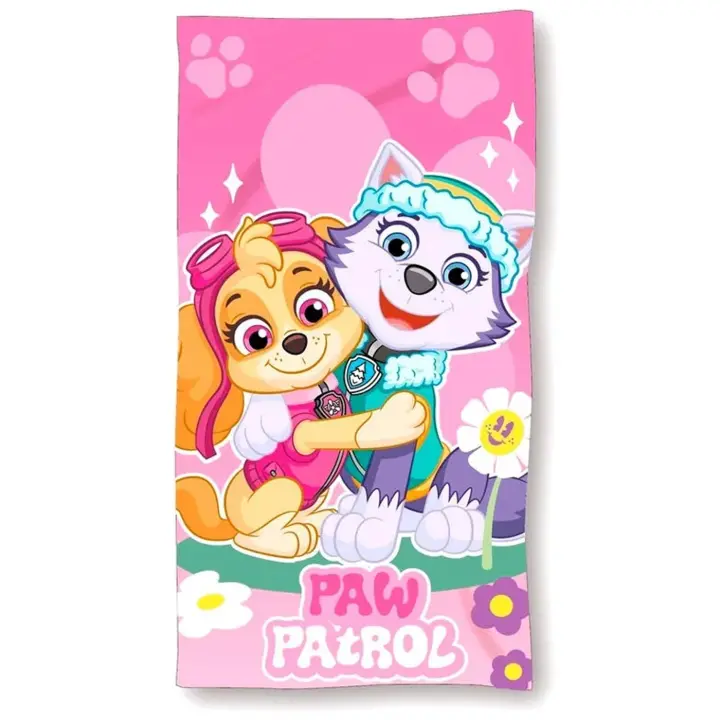 Paw Patrol Toalla de playa 70x140cm, 245g/m², Color Rosa, La Patrulla Canina Skye y Everest Toalla Infantil de Playa y Piscina, Toalla Niña, Toalla de Baño Microfibra - 1