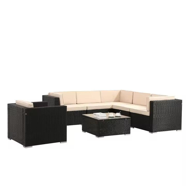AREBOS Muebles de Jardín Polirratán Lounge | Resistente UV | Negro | Lounge Porto - 1