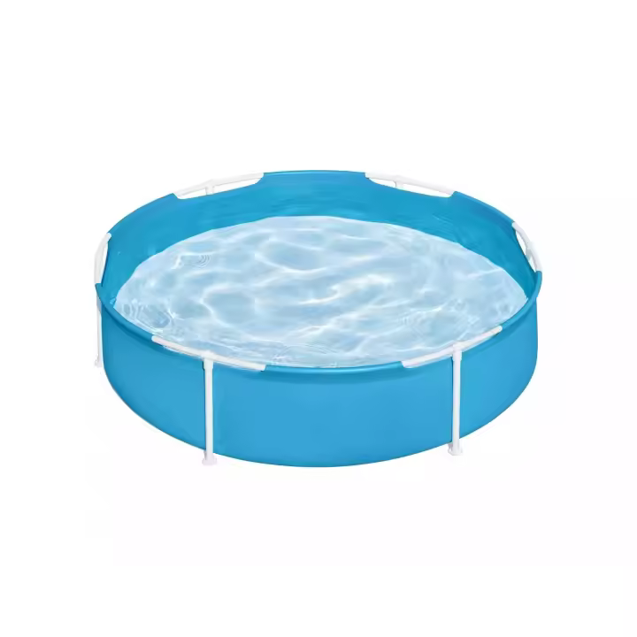 YUMO HOUSE-Piscina redonda con estructura metálica 152x38 cm,Fácil montaje y desmontaje con válvula de drenaje, Anticorrosivo, Azul / Piscina rodona amb estructura metàl·lica 152x38 cm,Fàcil muntatge i desmuntatge amb vàlvula de drenatge, Anticorrosiu - 1