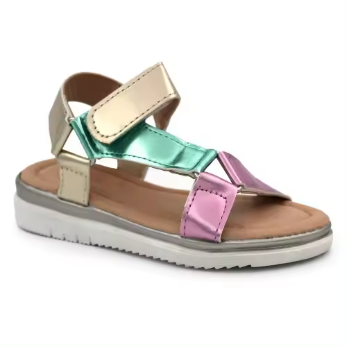 Sandalia metalizada sport BUBBLE KIDS C991 multicolor, con cierre de velcro - 1