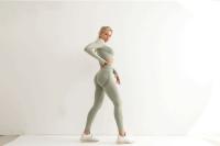 Conjunto De Yoga Para Mujer Ropa Deportiva De Gimnasio Con Top De Manga Larga Y Leggings De Cintura Alta Fitness Sports - details 11