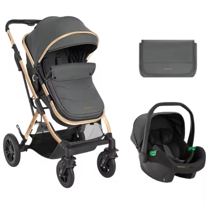 Carrito de bebé Kikka Boo 3en1 con Asiento Transformable . Kaia Gris Oscuro 2024 - Práctico y Estilizado - 1