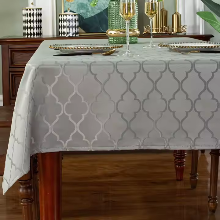 Mantel rectangular a prueba de derrames para cocina, comedor, patio, fiesta al aire libre (150 x 213 cm, gris) - 1