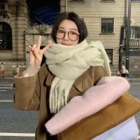 Bufanda De Pashmina Suave Para Invierno Para Mujeres Y Niñas Color Sólido Larga Con Borlas Gruesa Y Ternura Abrazadora Multifuncional Para Casual - details 10