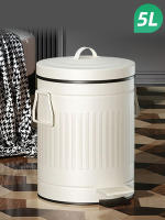 Cesta De Basura Redonda 5L Pedal Silencioso Estilo Romano Decoración De Habitación Caja De Limpieza Familiar Ecológica Metálica - details 0