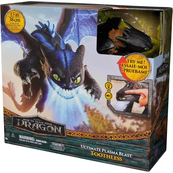 How to Train Your Dragon, Ultimate Plasma Blast Toothless, Figura de acción de alas de 25 Pulgadas con Luces y Sonidos, Juguetes para niños a Partir de 4 años (Spin Master 6072541) - 1