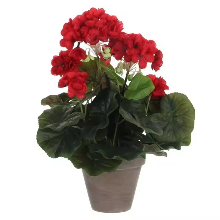 Geranio Rojo Pvc en Manceta Gris EDM 83175 - Accesorios Decorativos - 1