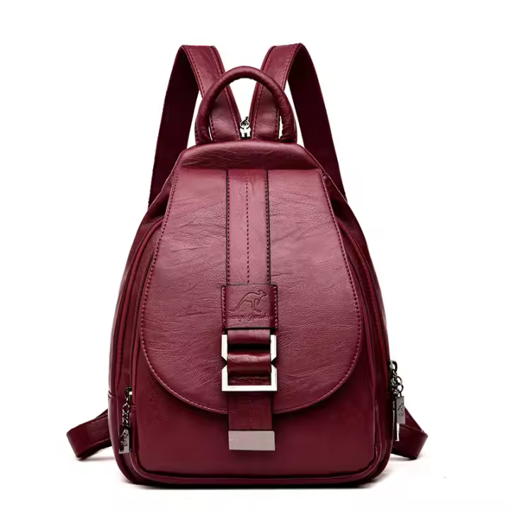 Mochila De Cuero Para Mujer 2023 Bolso De Hombro Vintage Bolsa De Viaje Mochila De Escuela Para Niñas Bolsa De Viaje Con Cierre De Cremallera Y Hebilla - 1