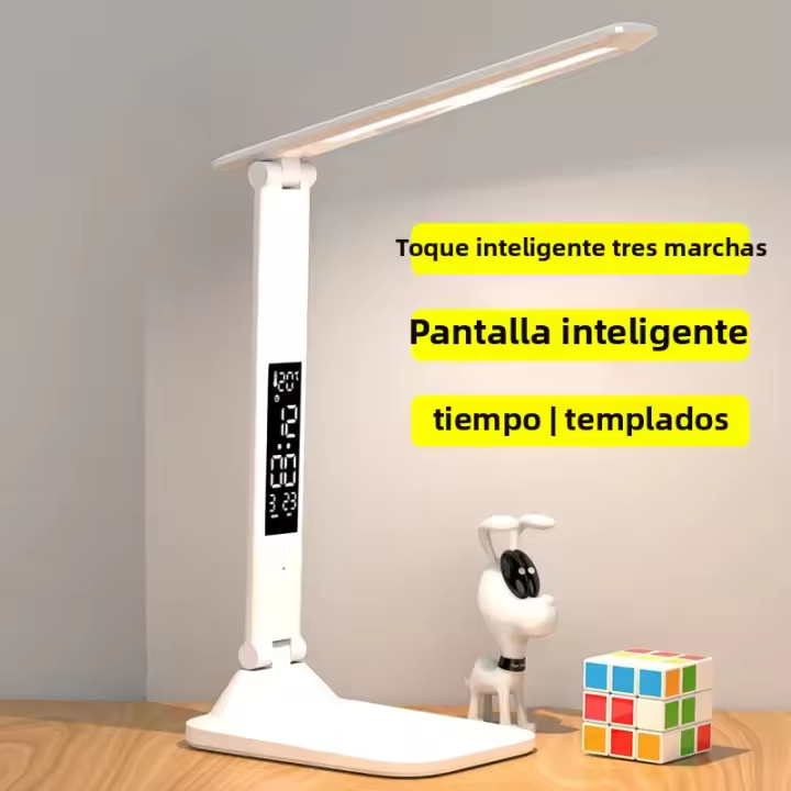 Lámpara De Escritorio LED Recargable Con Alarma Y Termómetro Plegable USB Tamaño Compacto Luz Nocturna Para Mesa - 1