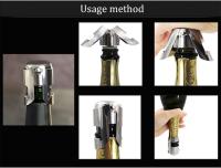 4 Pieces Champagne Stopper, Stainless Steel Vacuum Sealed Wine Sparkling Bottle Closure Sealer Silver - details 2