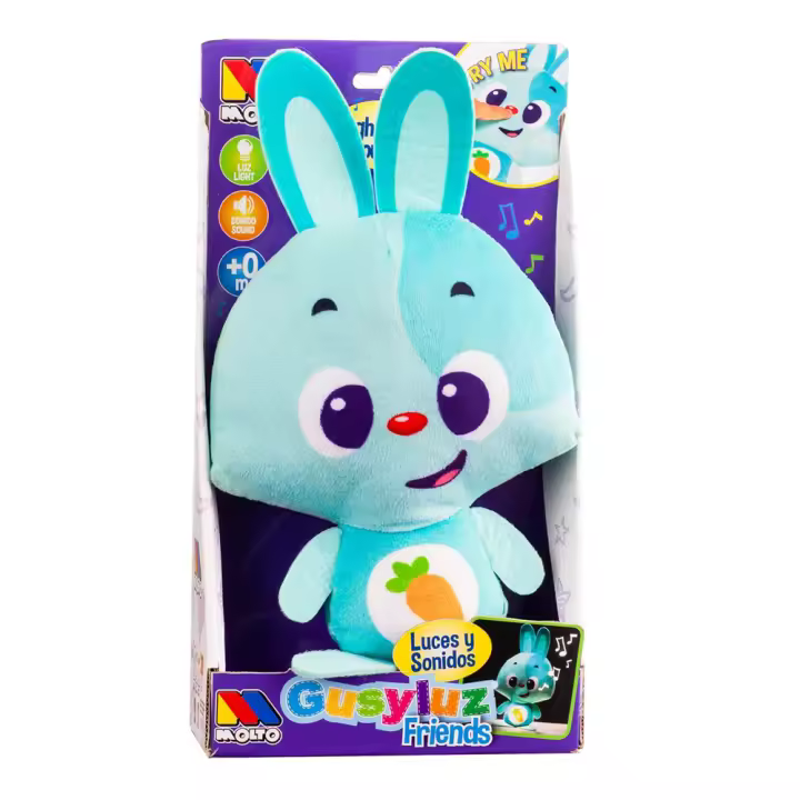 Muñeco Gusy luz Baby Bunny con luz y sonido. 7.5 cm (Molto 24534) - 1
