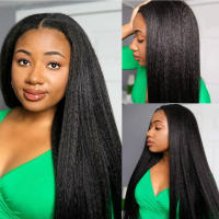 Pelucas Sintéticas Con Parte U Para Mujeres Negras Textura Yaki Rectas Color Natural Extensiones De Cabello Con Clip Peluca Larga 26+ Pulgadas - details 3