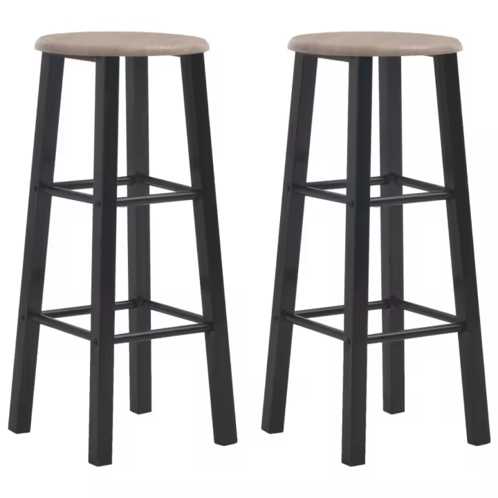 vidaXL Taburetes de cocina 2 unidades MDF negros - 1