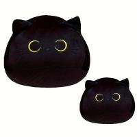 Juguete De Peluche Gato Negro Kawaii 2 Piezas Set Almohada Suave Regalo De Cumpleaños Y Navidad Para Niños De 3-6 Años Material De Peluche Relleno De Algodón PP - details 2