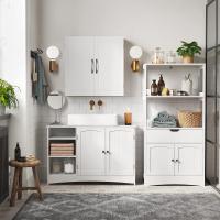 Mueble bajo Lavabo Extra Largo - Con 2 Puertas y Estantes Ajustables, Compartimentos Abiertos, Ideal para Baño, 90x30x60 cm - details 1