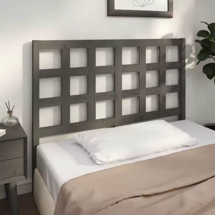 vidaXL Cabecero de cama madera maciza de pino gris 125,5x4x100 cm - 1